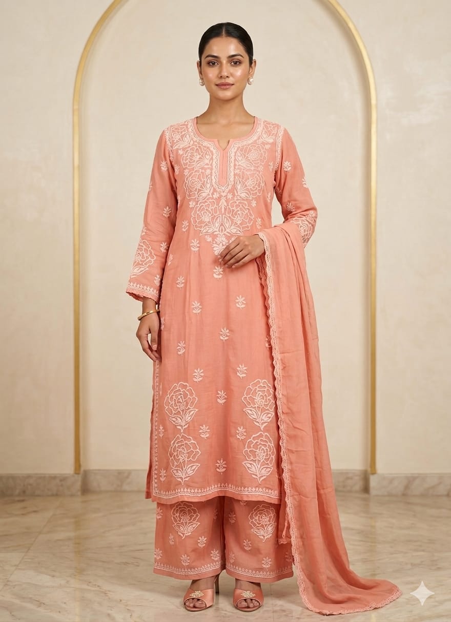 Lucknowi Embroidered Plazo set